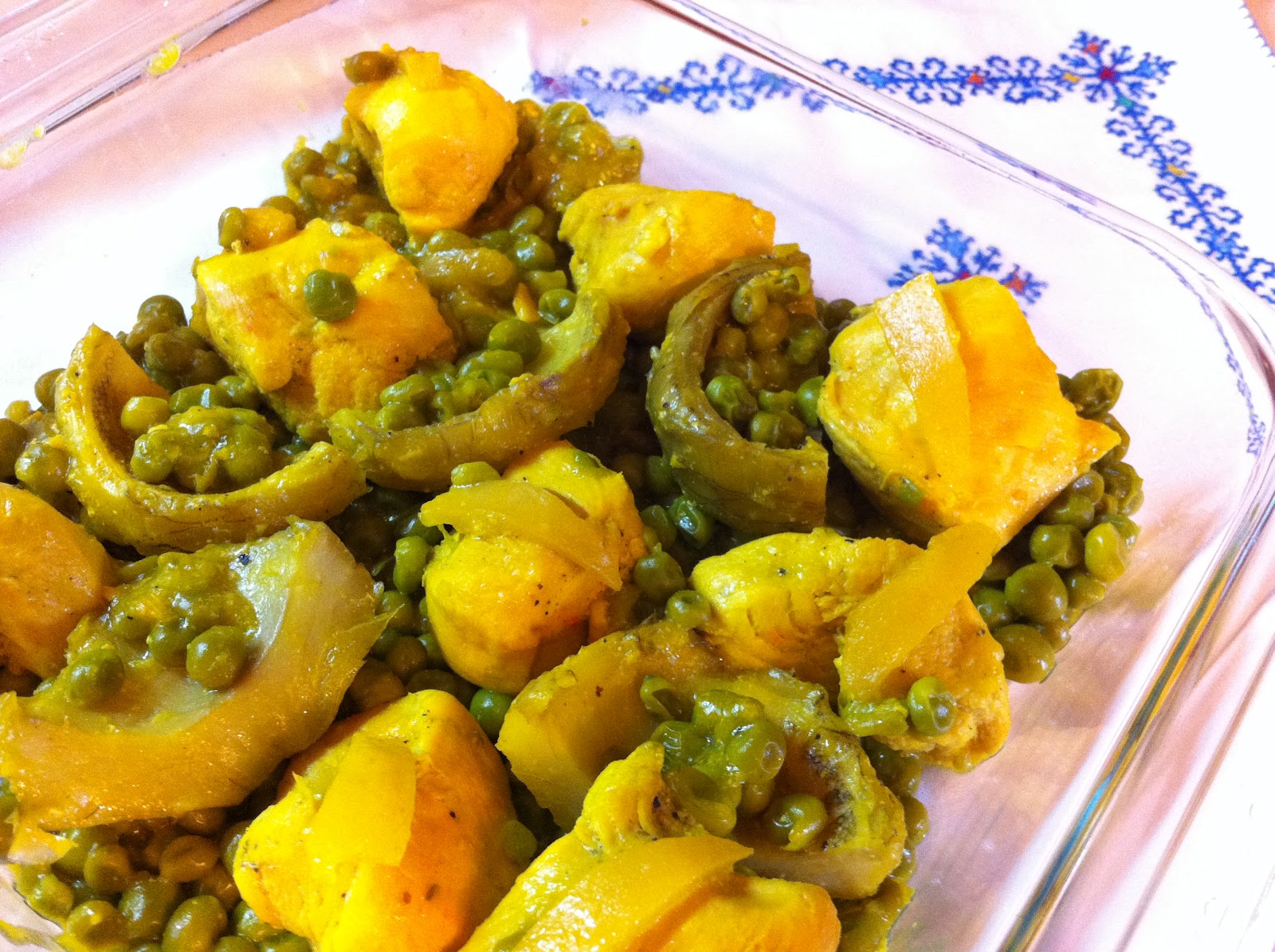 Skinny Simple Recipes Chicken Tagine with Artichoke Hearts and Peas